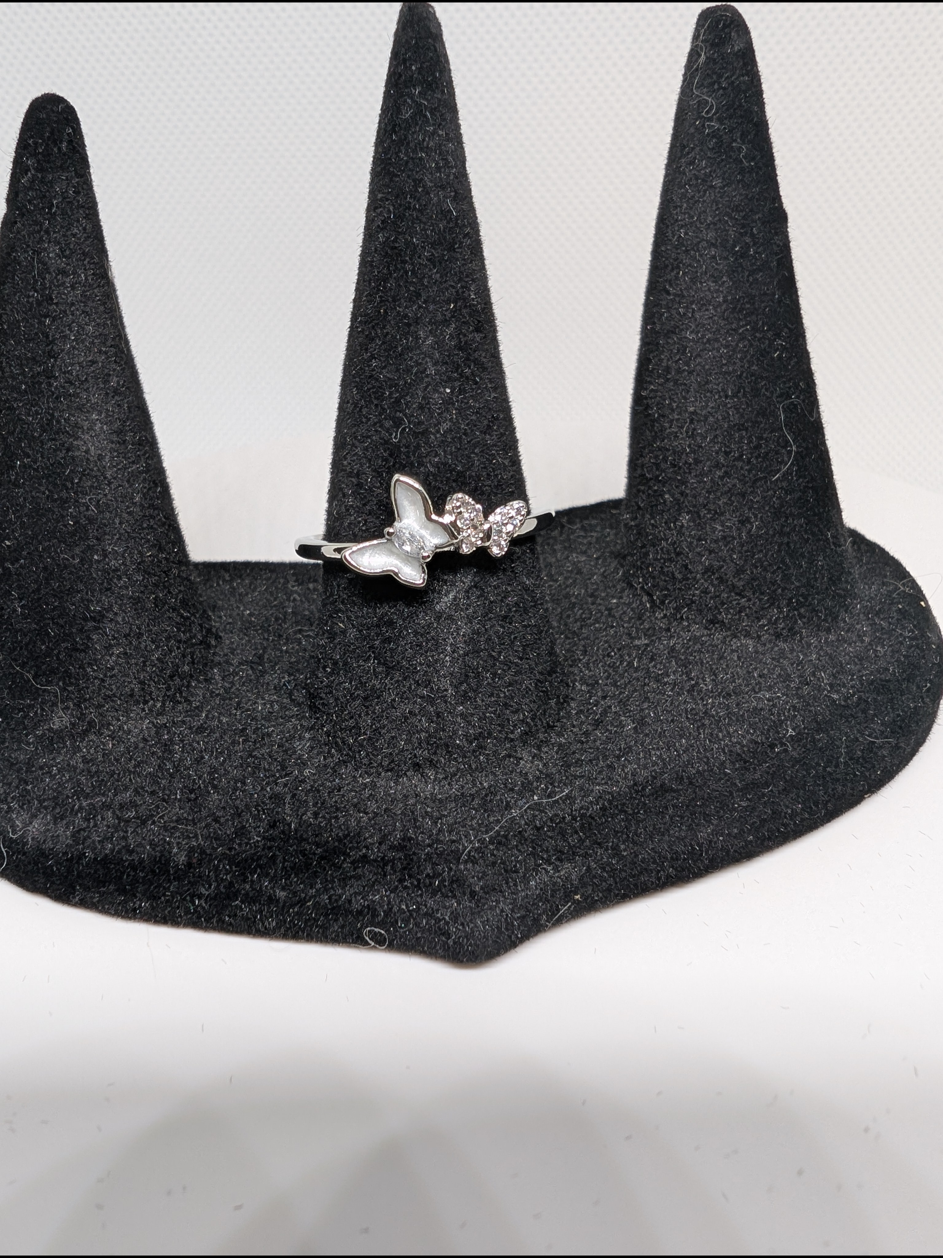 Silver Mother Of Pearl Butterfly Ring